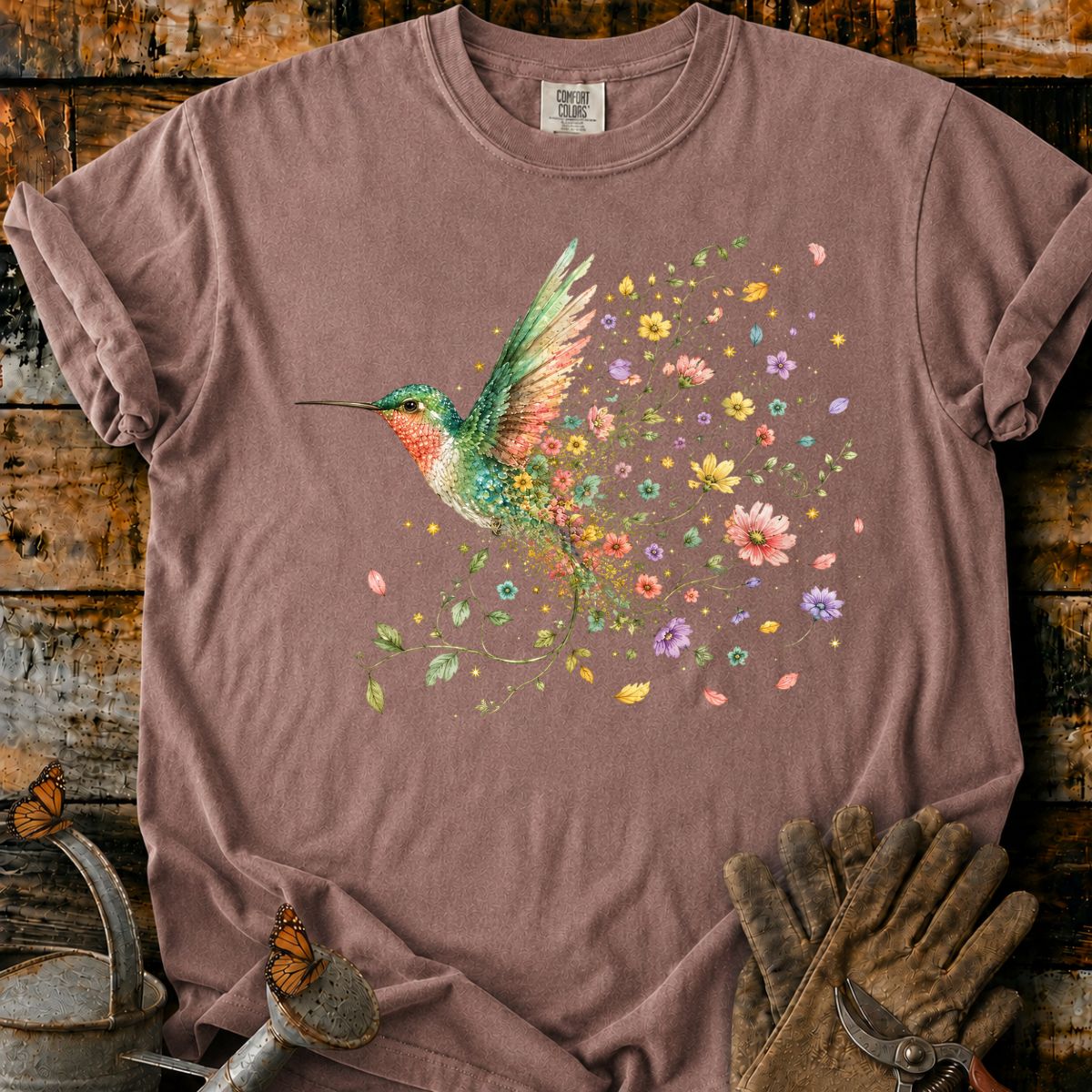 Hummingbird Floral Explosion T-Shirt