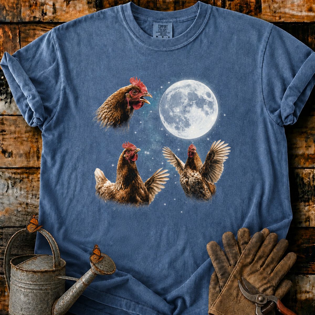 Moonlit Cosmic Chickens T-Shirt