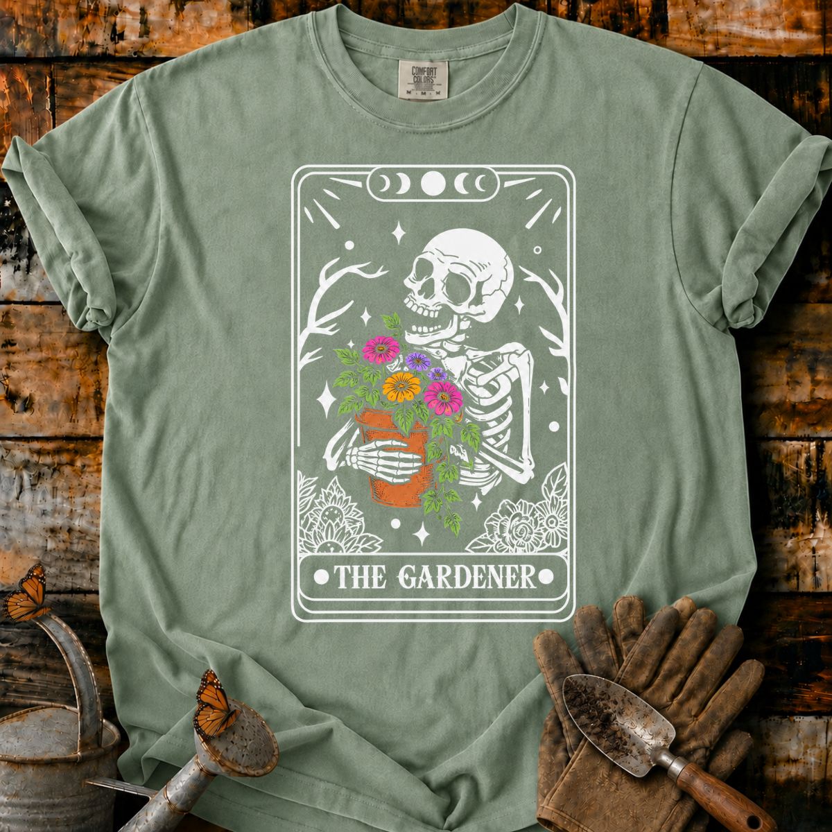 The Gardener Skeleton Tarot Card T-Shirt