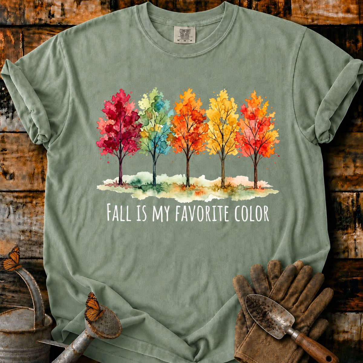 Watercolor Autumn Trees with Fall  T-Shirt