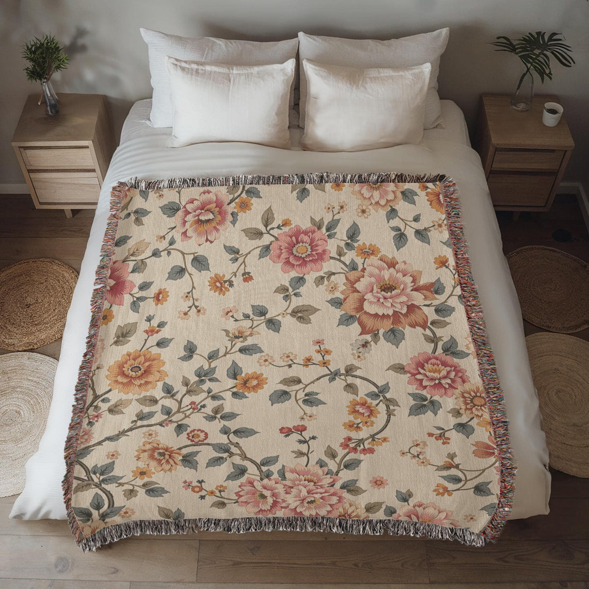 Vintage Chintz Floral Woven Blanket