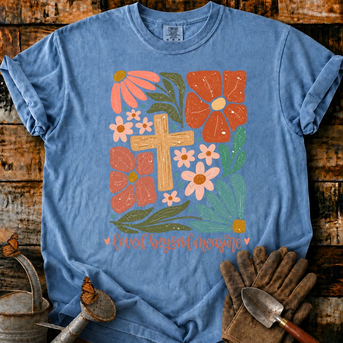 Floral Cross with Handwritten Blessing T-Shirt