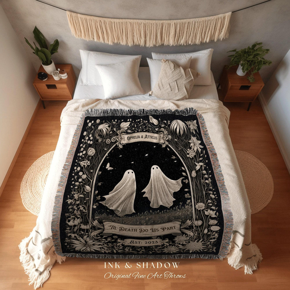 Personalized Ghost Couple Woven Blanket