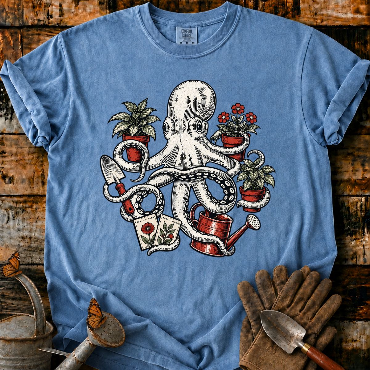 Vintage Gardening Octopus T-Shirt