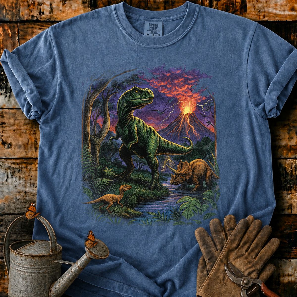 Volcanic Dawn_ Dinosaurs in the Storm T-Shirt