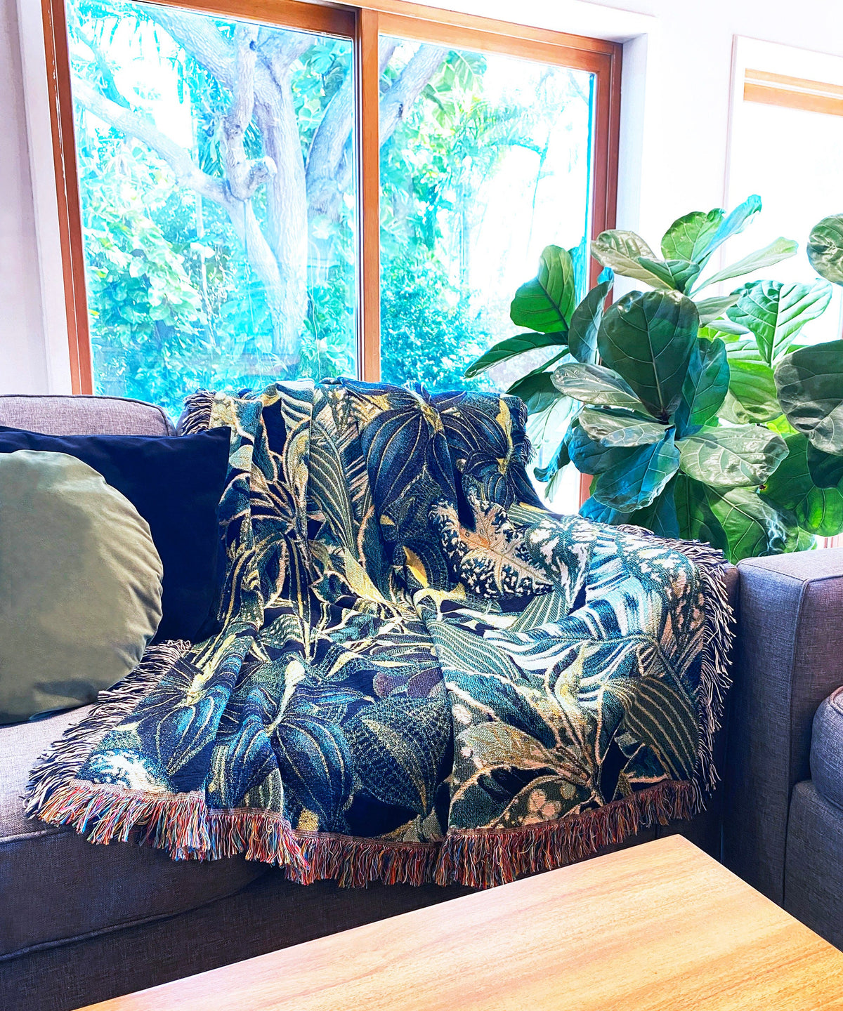 Tropical Houseplant Woven Blanket
