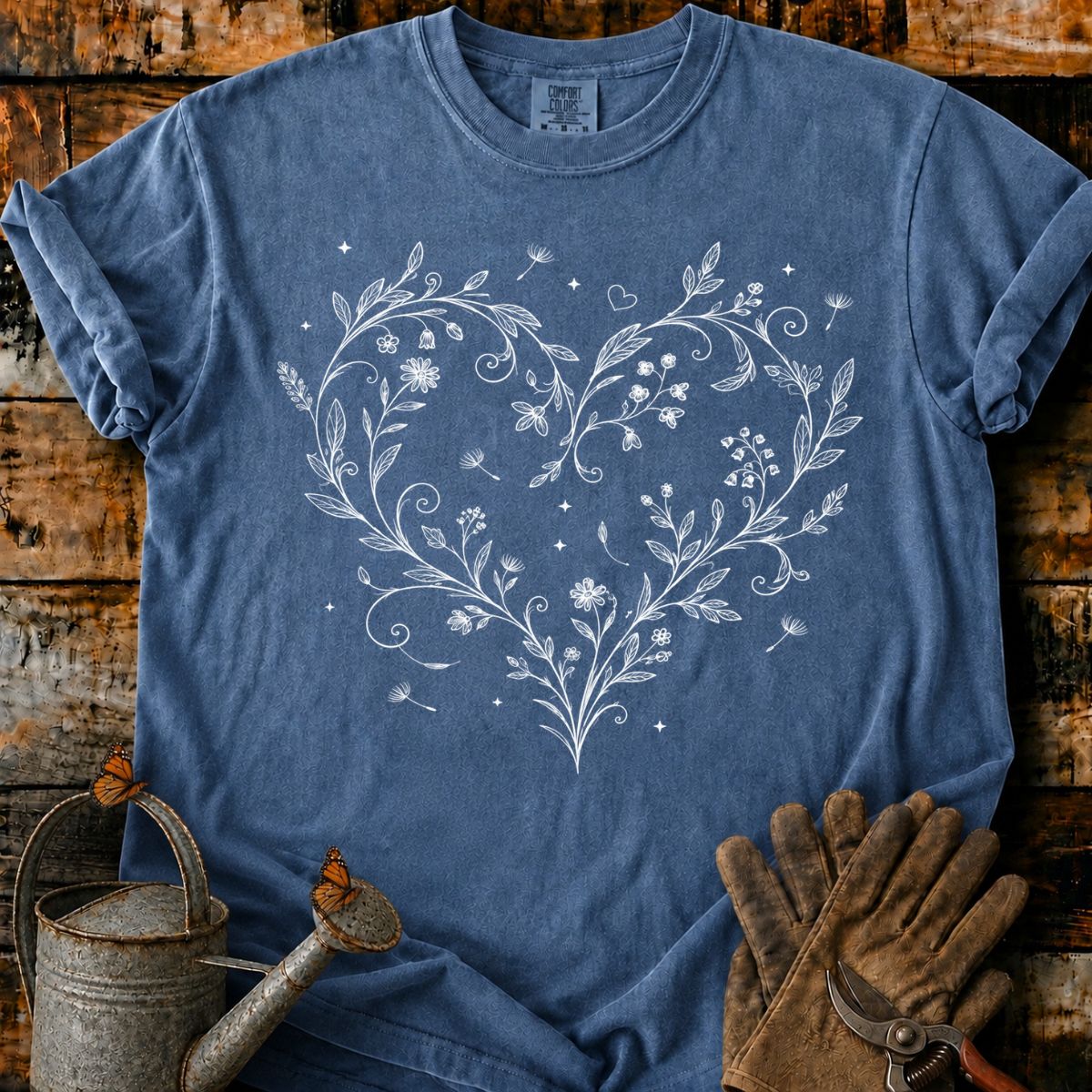 White Botanical Heart T-Shirt