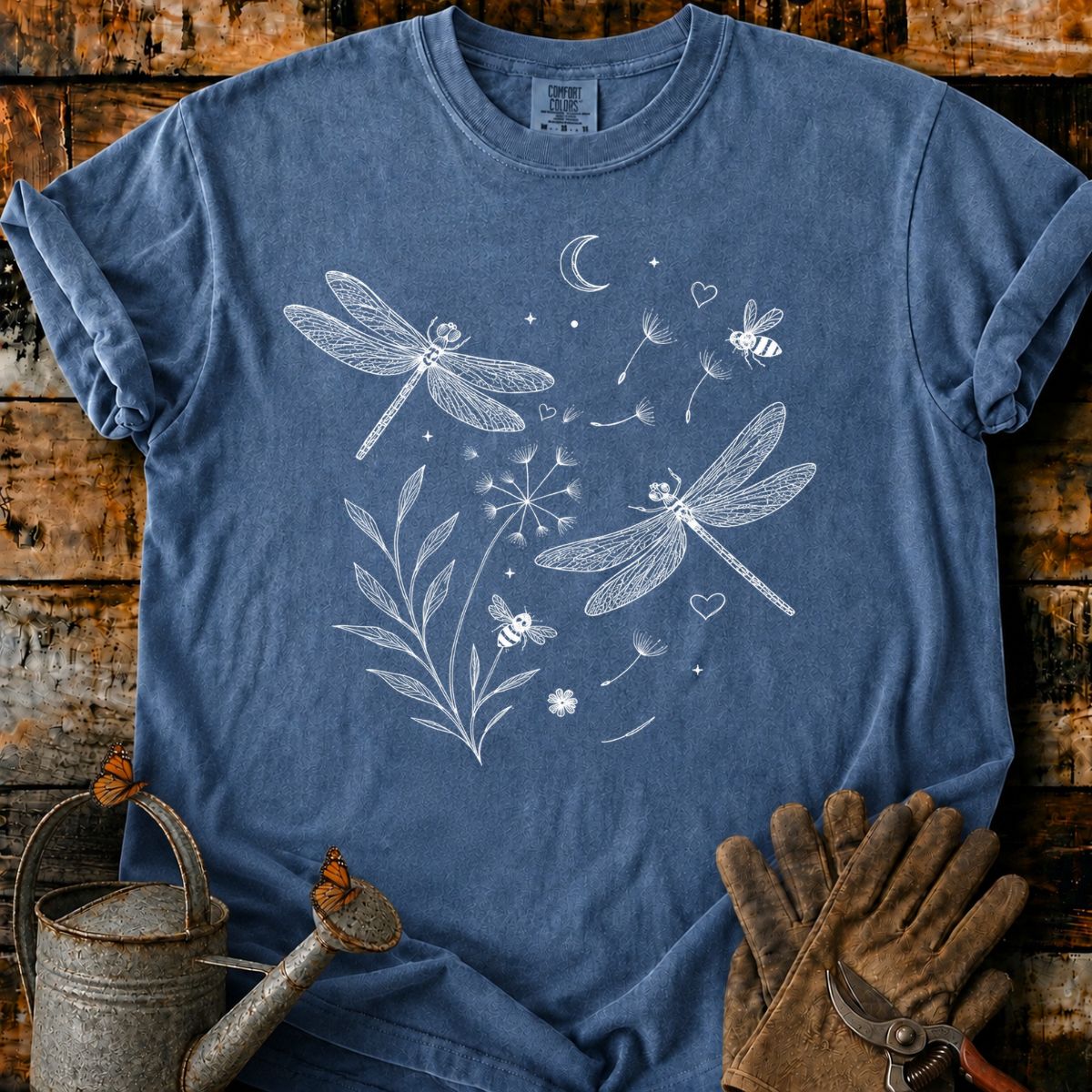Teal Garden of Dragonflies T-Shirt