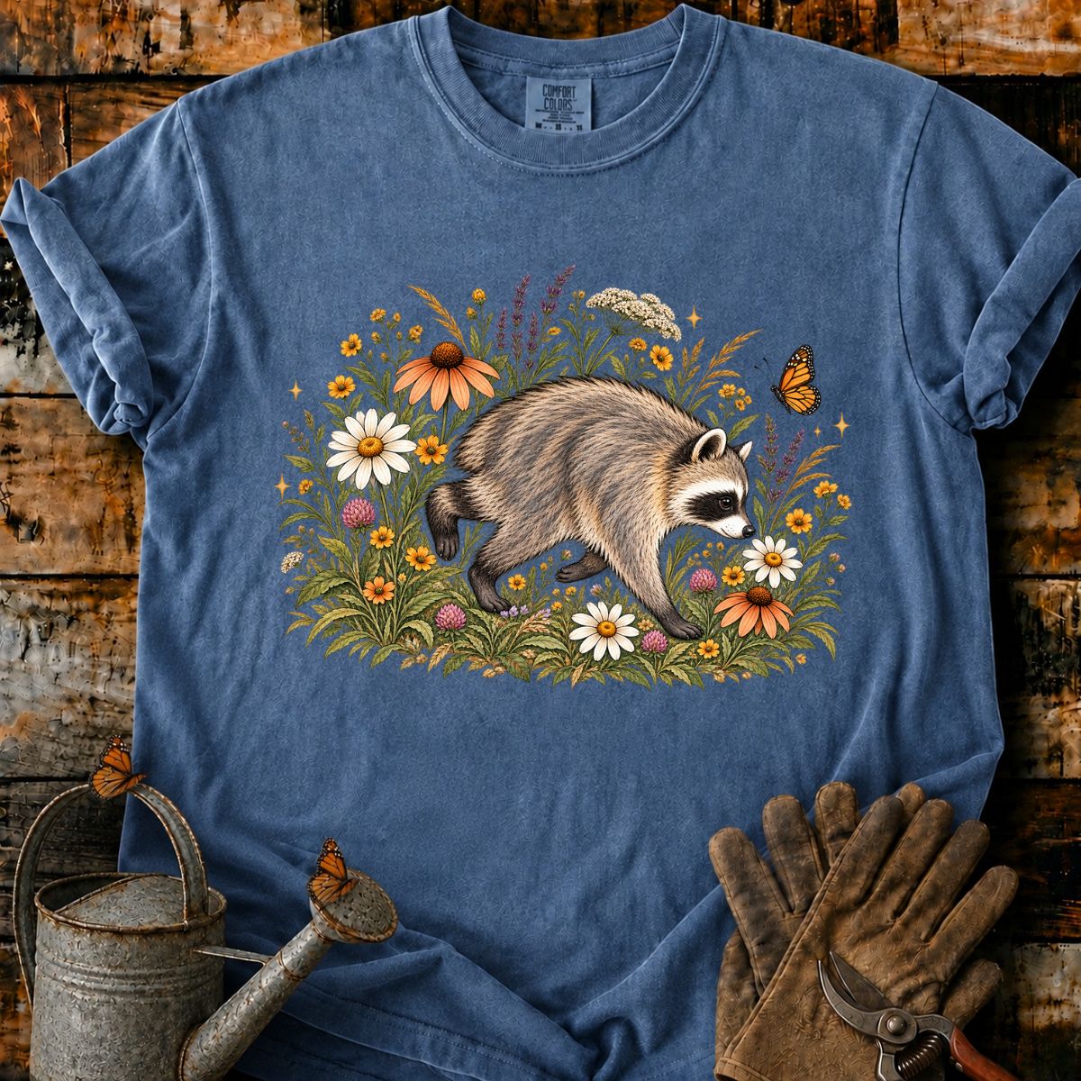 Wildflower Meadow Raccoon T-Shirt