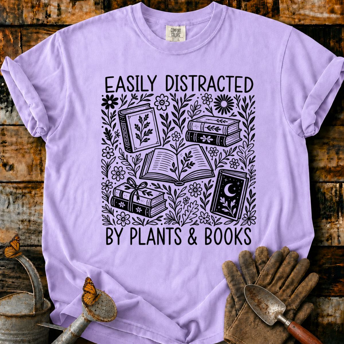 Easily Distracted by Plants & Books T-Shirt