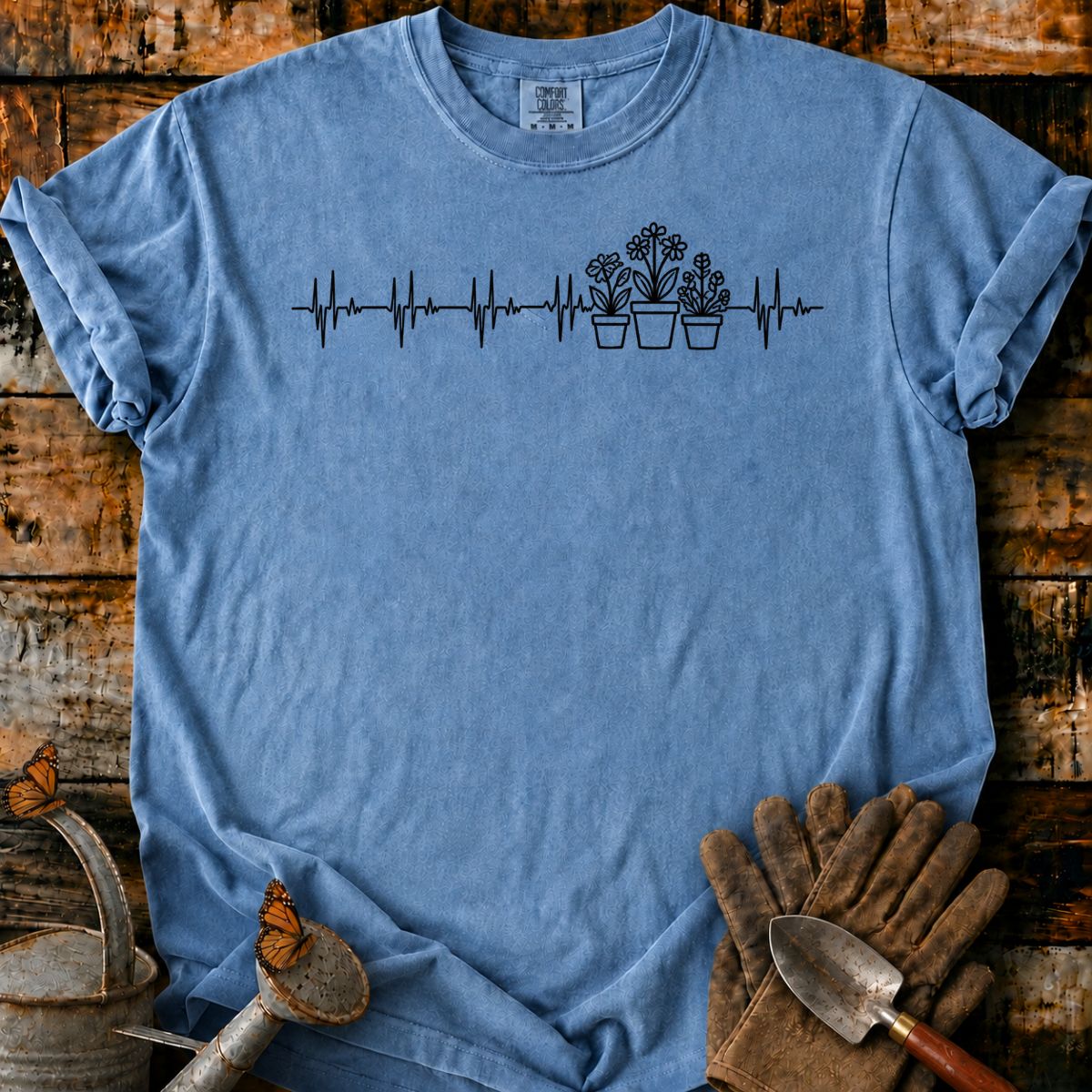 Heartbeat Garden Line Art T-Shirt