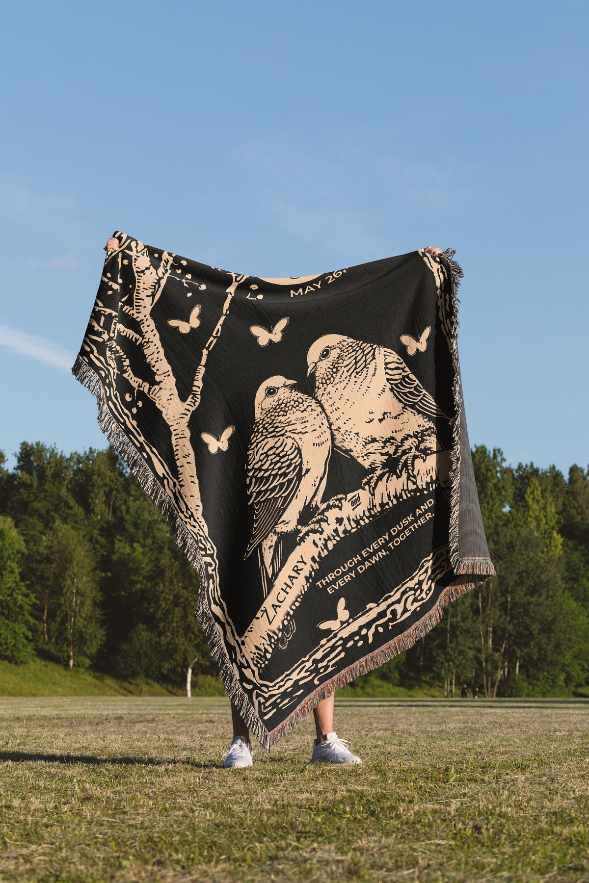 Personalized Lovebirds Woven Blanket
