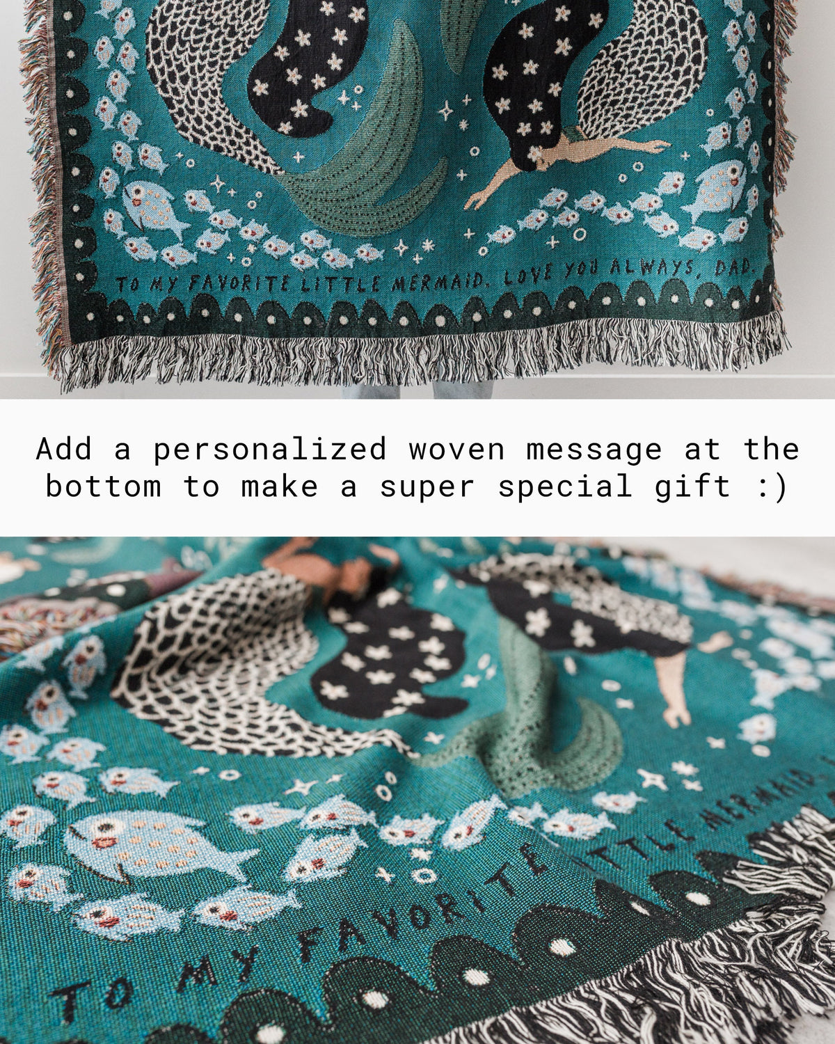 Ocean Mermaid Cotton Woven Blanket