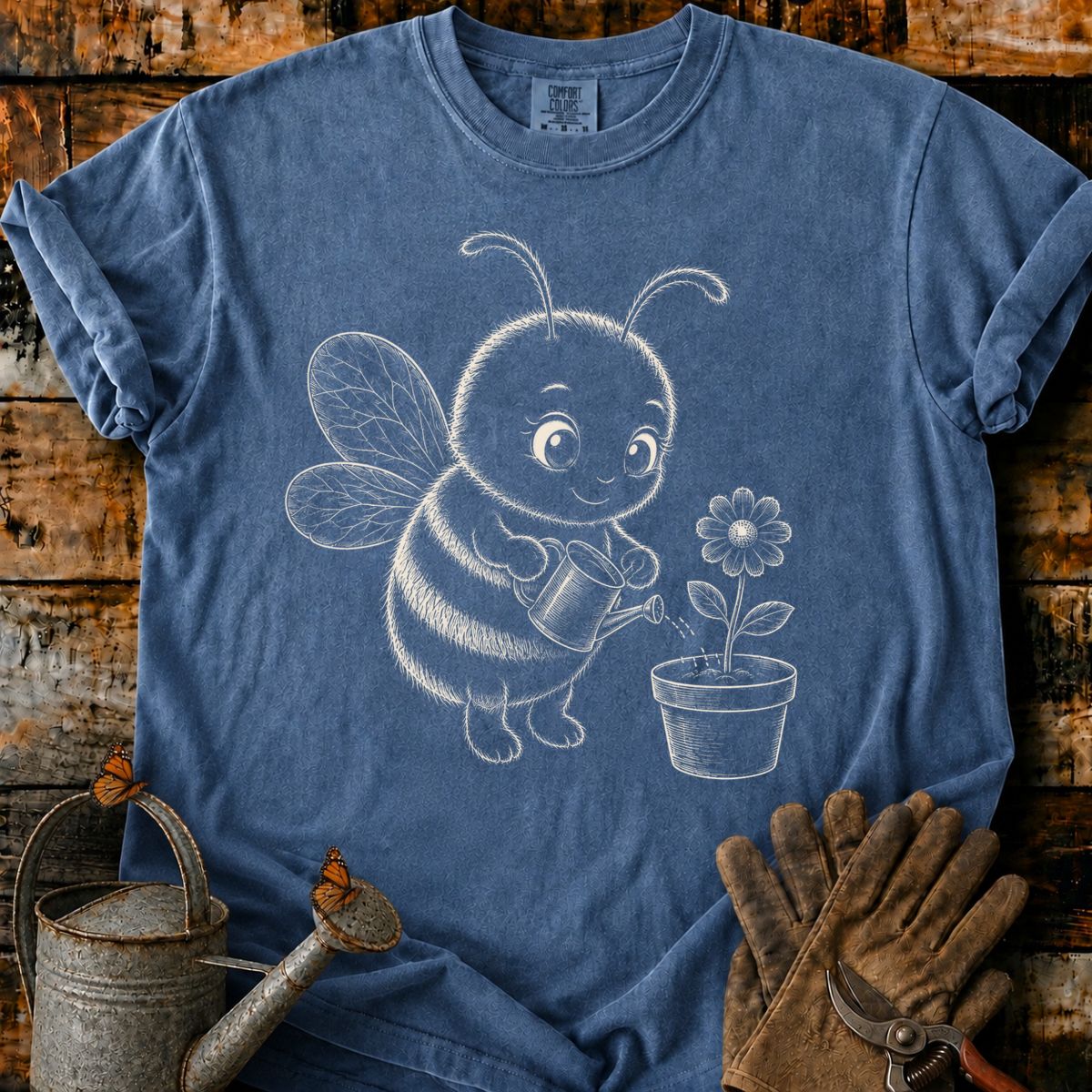 Bee With Flower Pot Art V3 T-Shirt