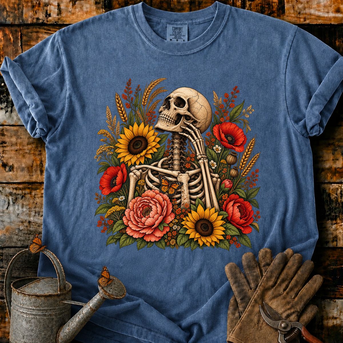 Skeleton With Flowers T-Shirt