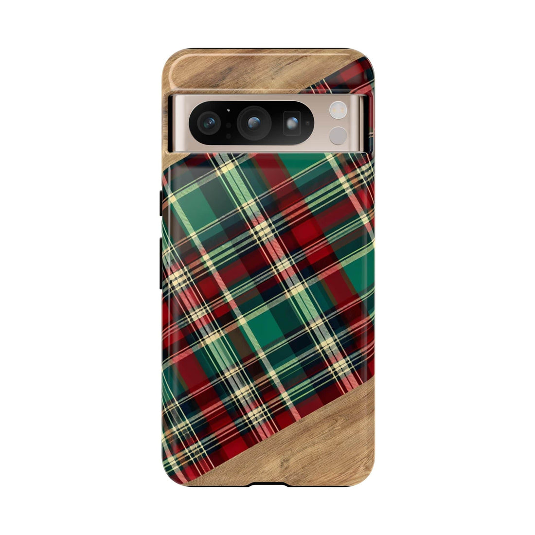 Country Christmas Plaid and Wood Phone Case