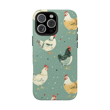 Green Polka Dot Chickens Phone Case