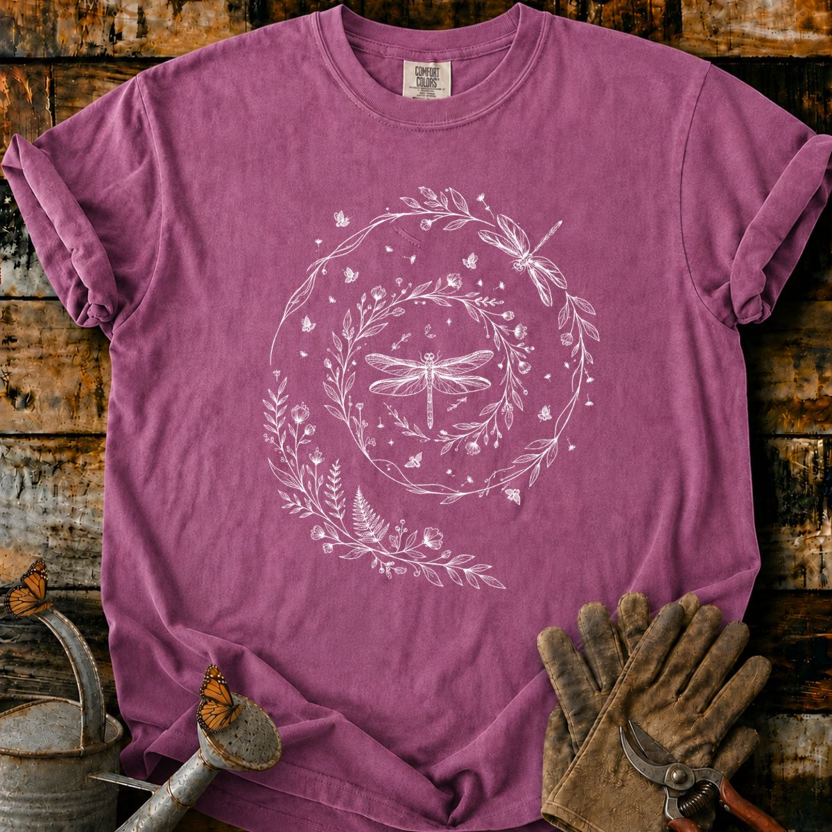Dragonfly Botanical Wreath T-Shirt