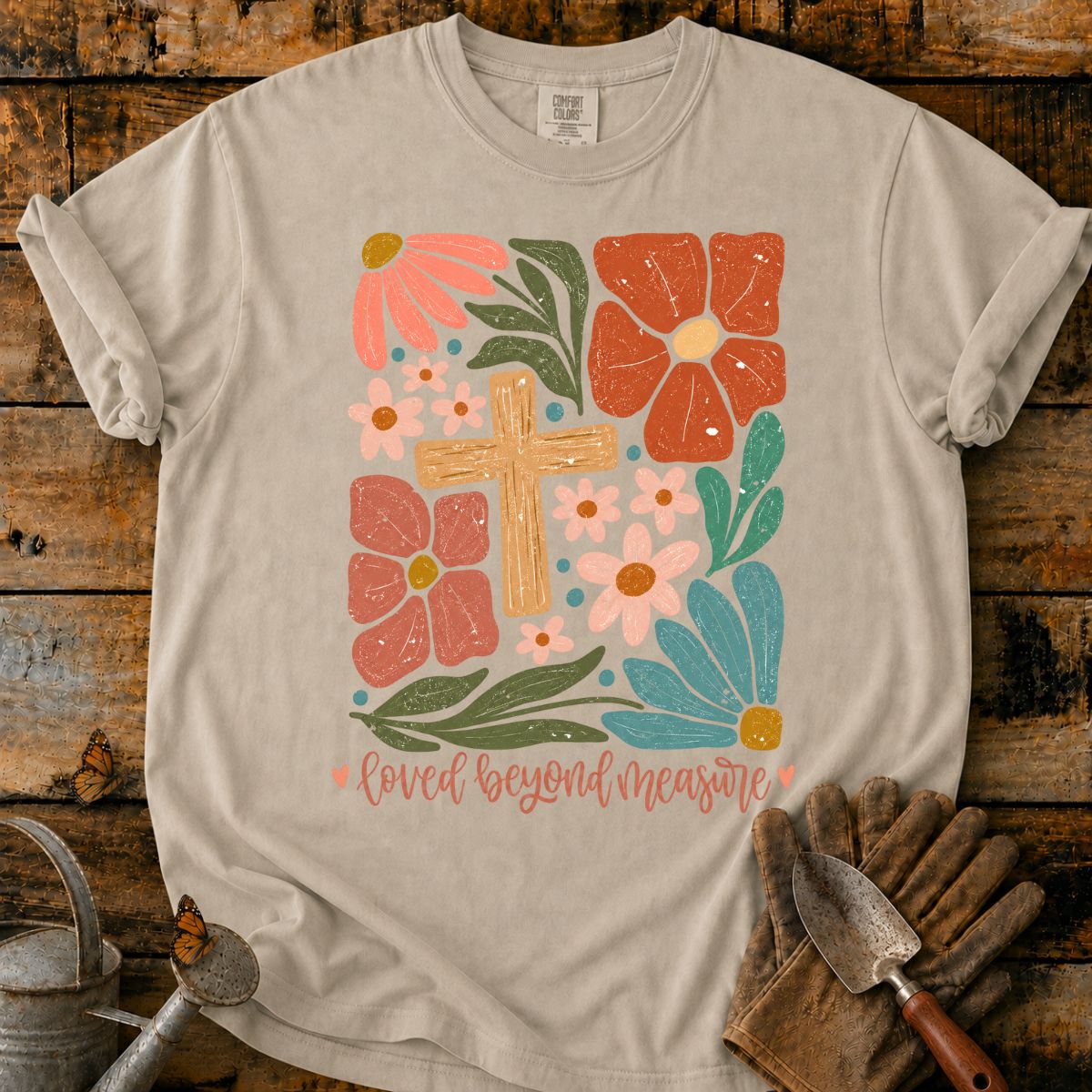 Floral Cross with Handwritten Blessing T-Shirt
