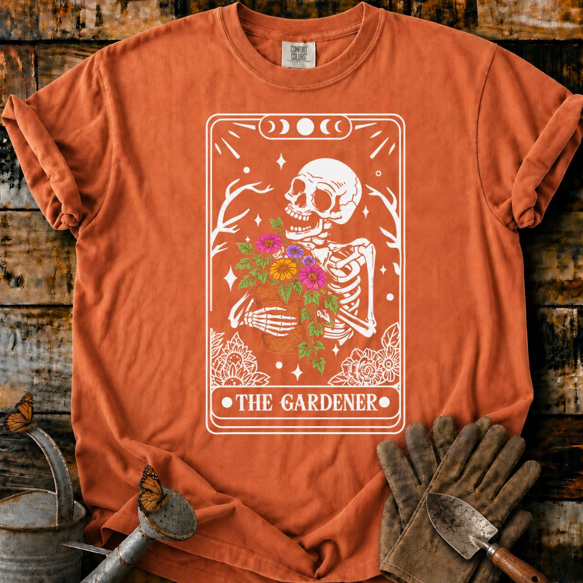 The Gardener Skeleton Tarot Card T-Shirt