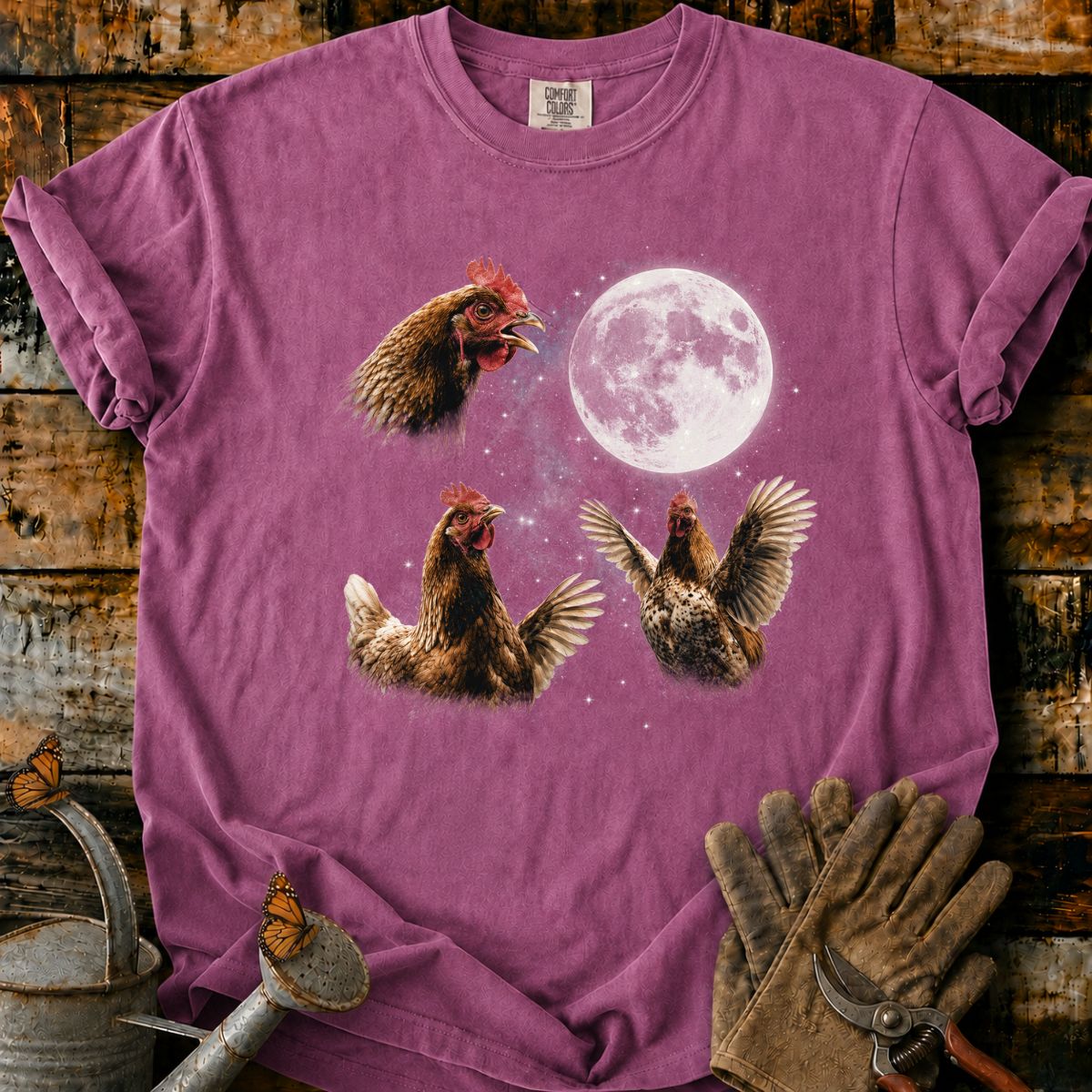 Moonlit Cosmic Chickens T-Shirt