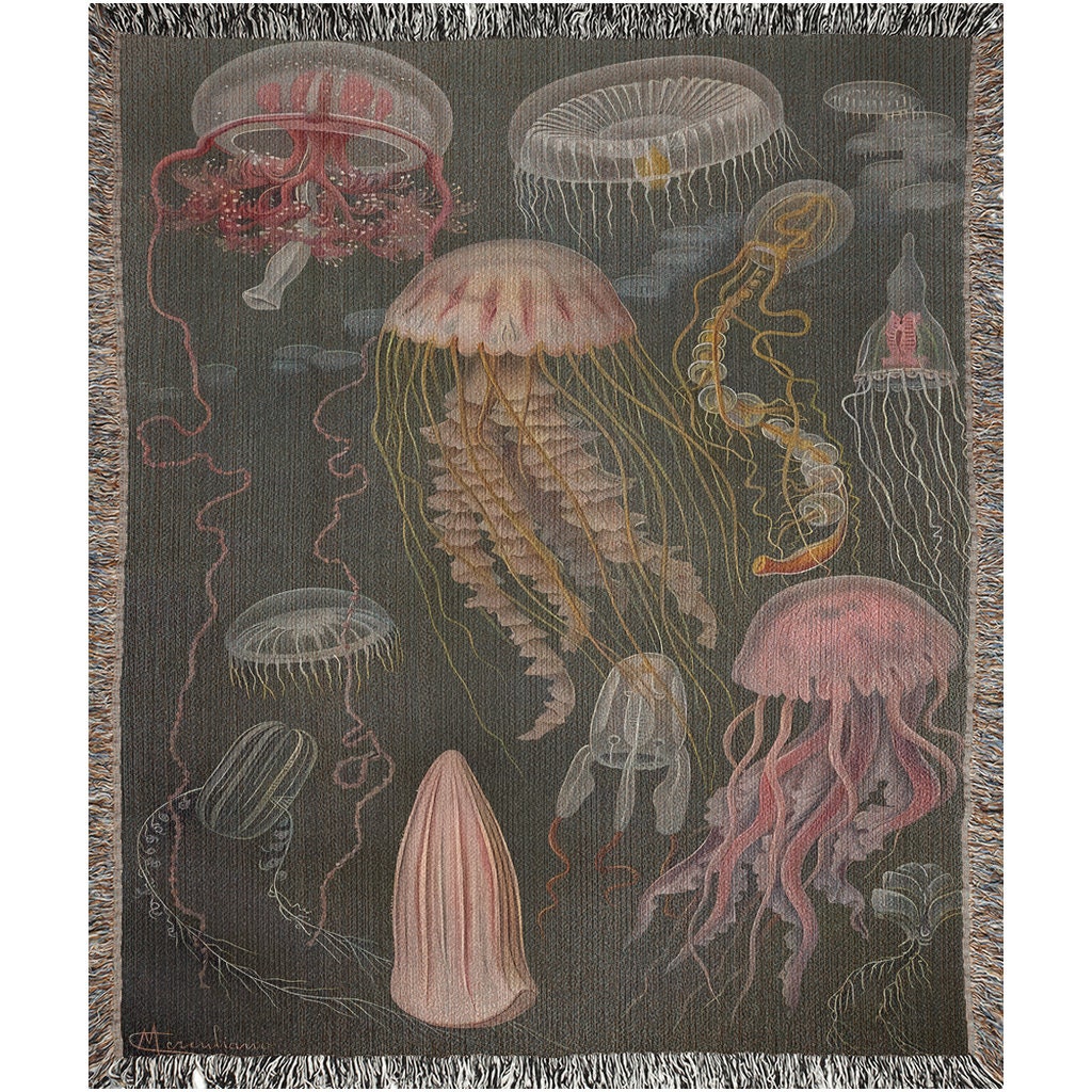 Vintage Jellyfish Woven Blanket