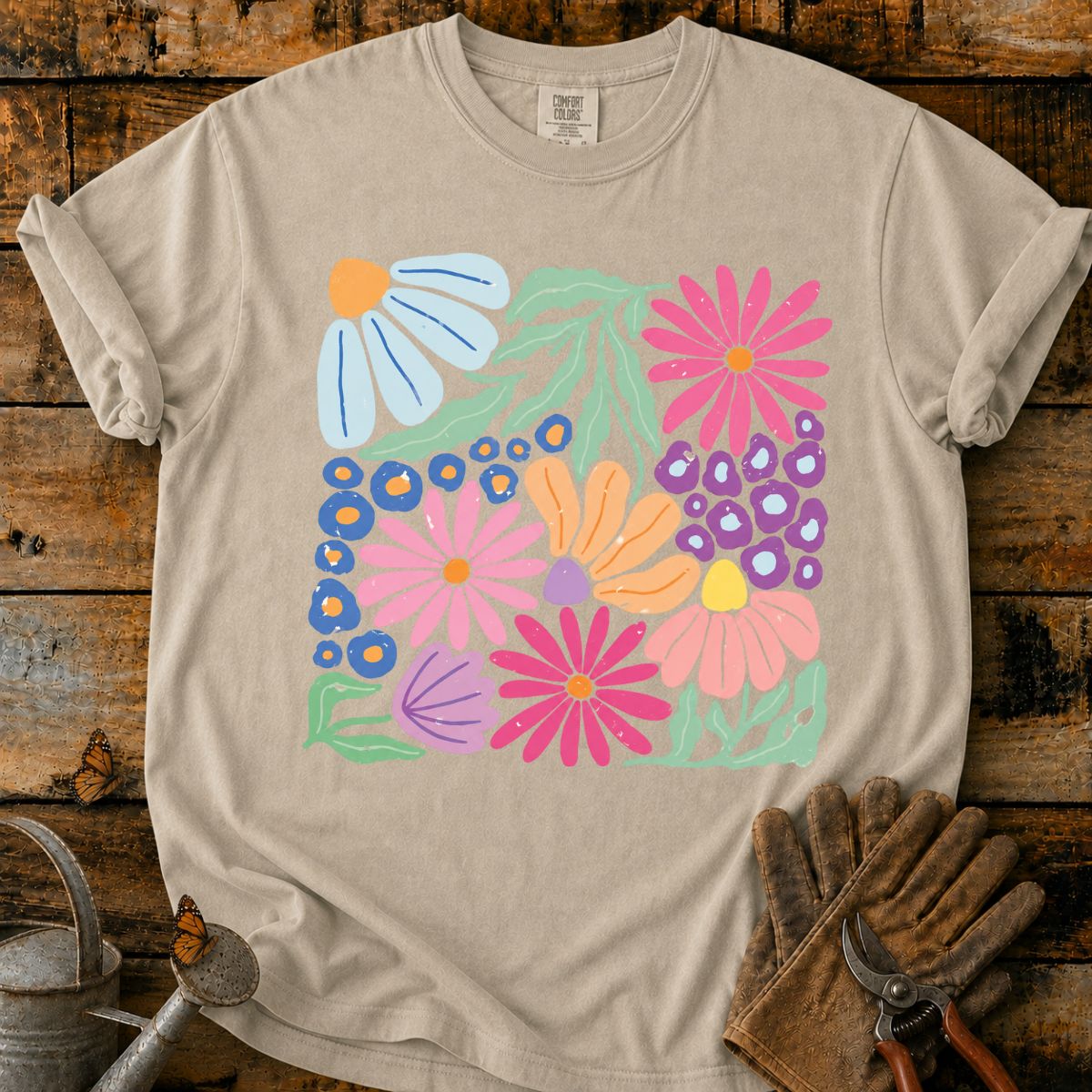Retro Floral Collage T-Shirt