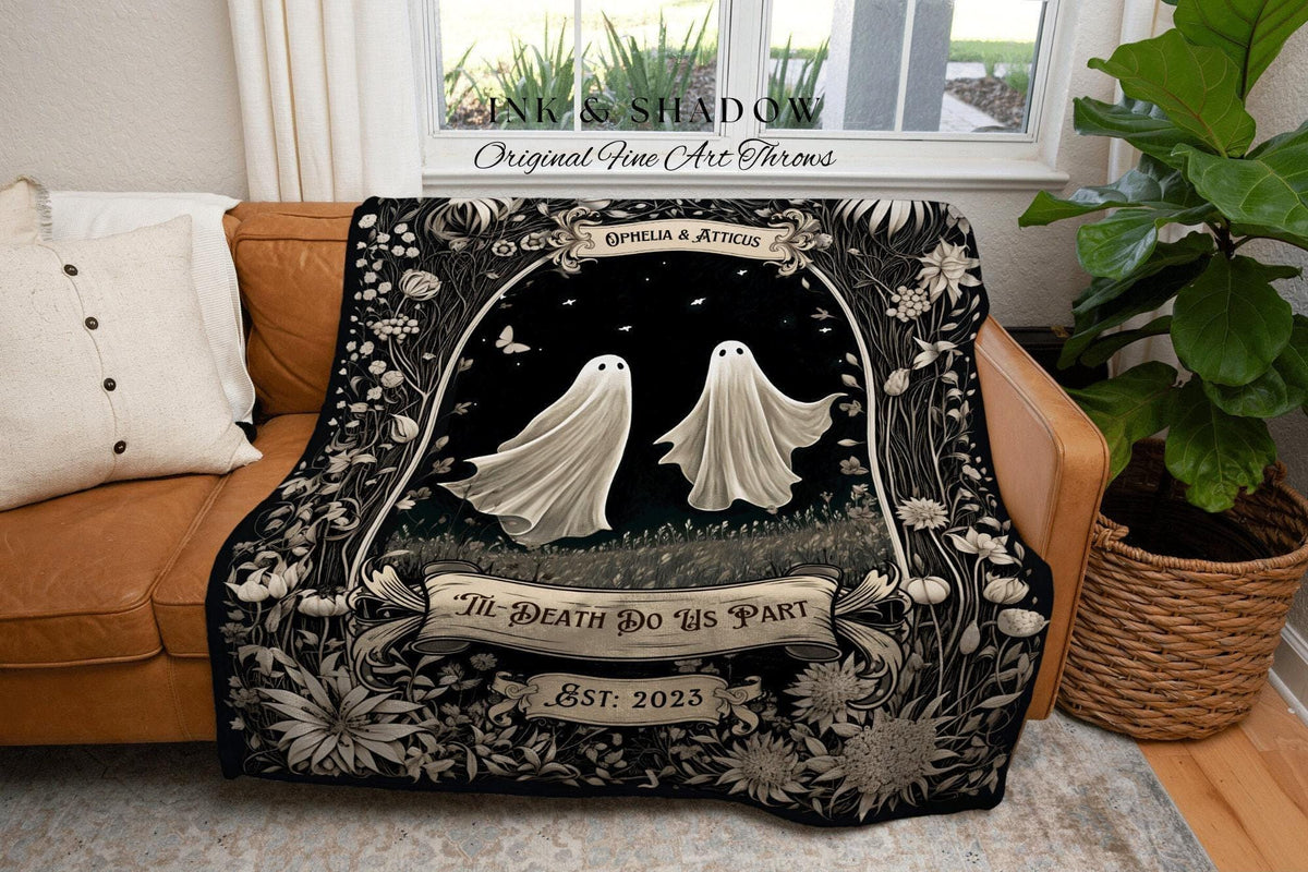 Personalized Ghost Couple Woven Blanket
