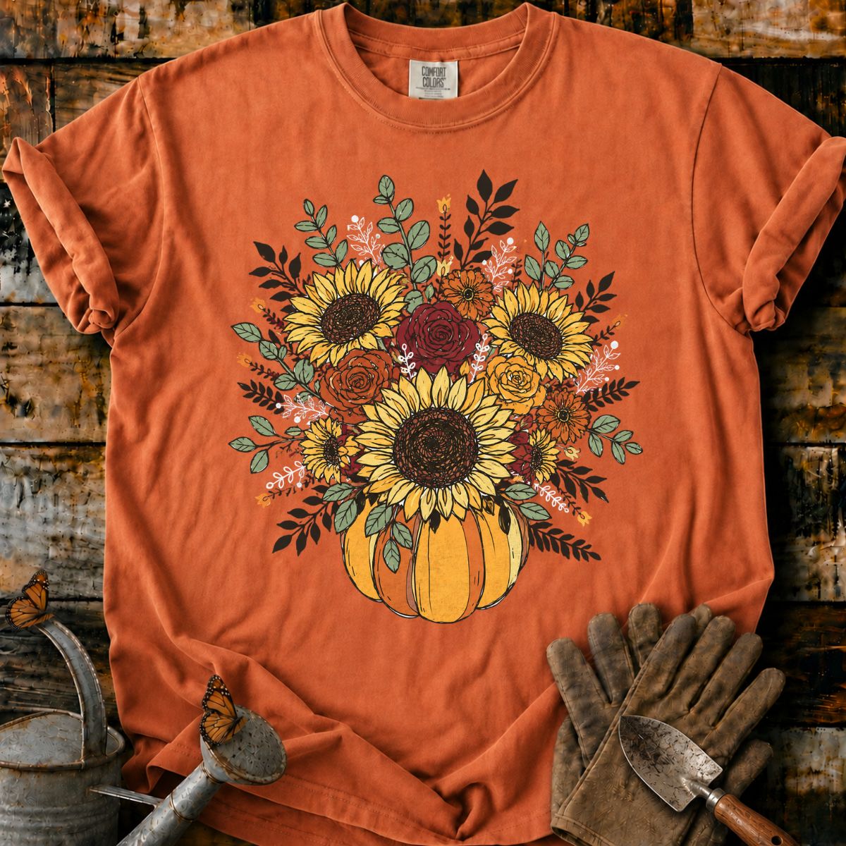 Vintage Autumn Pumpkin Bouquet T-Shirt