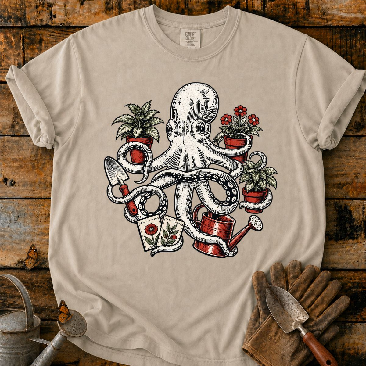 Vintage Gardening Octopus T-Shirt