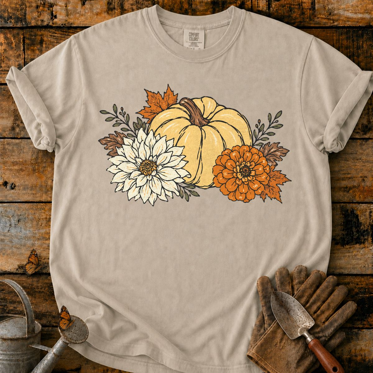Vintage Floral Heirloom Pumpkin T-Shirt