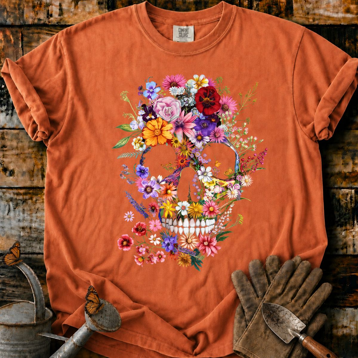 Vibrant Floral Skull T-Shirt