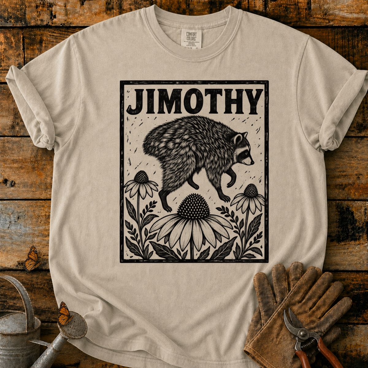 Raccoon and Coneflowers T-Shirt