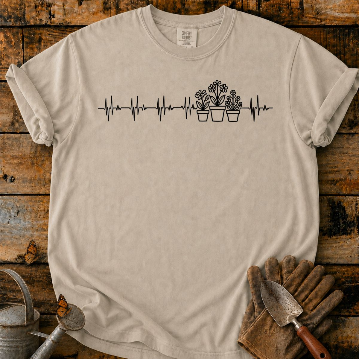 Heartbeat Garden Line Art T-Shirt