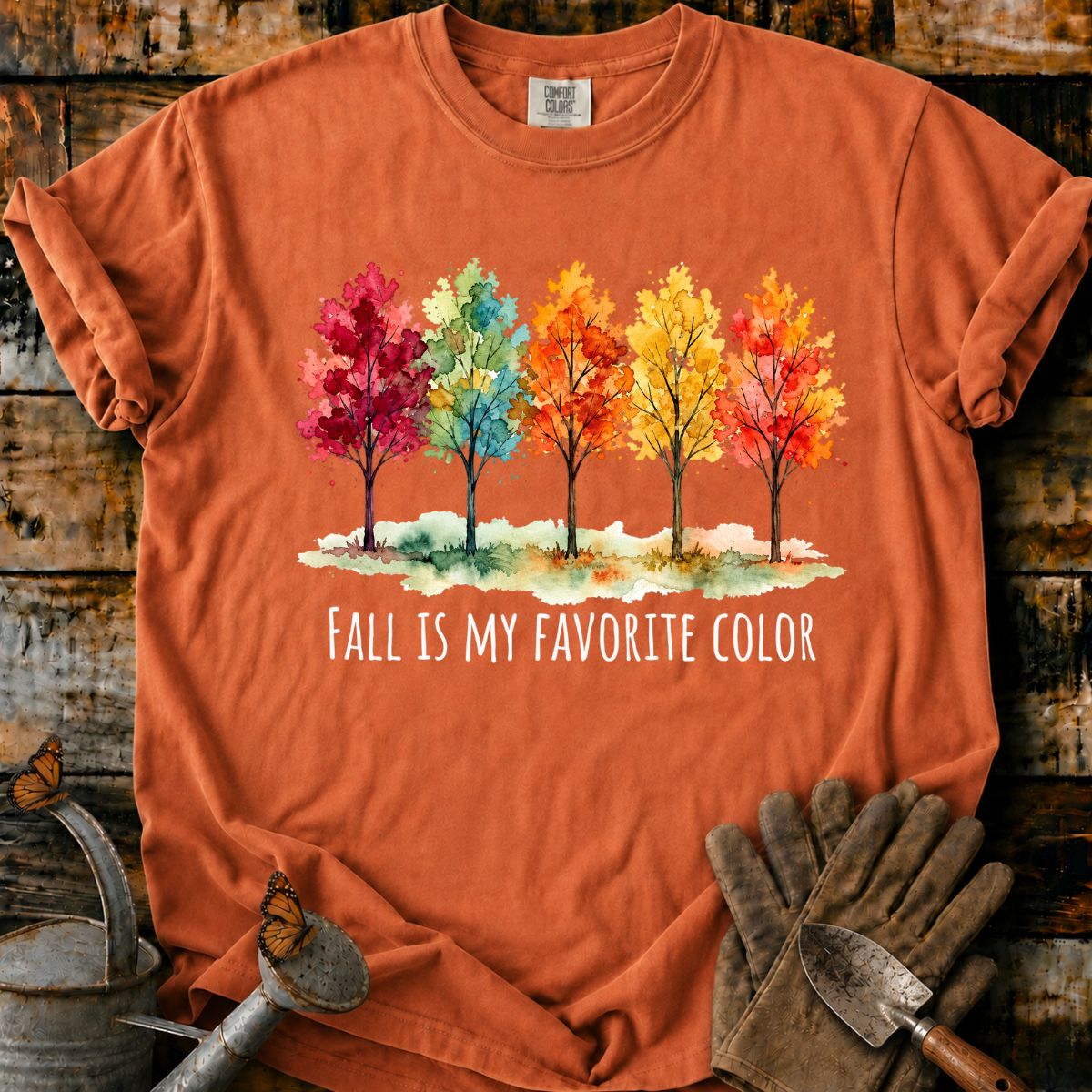 Watercolor Autumn Trees with Fall  T-Shirt
