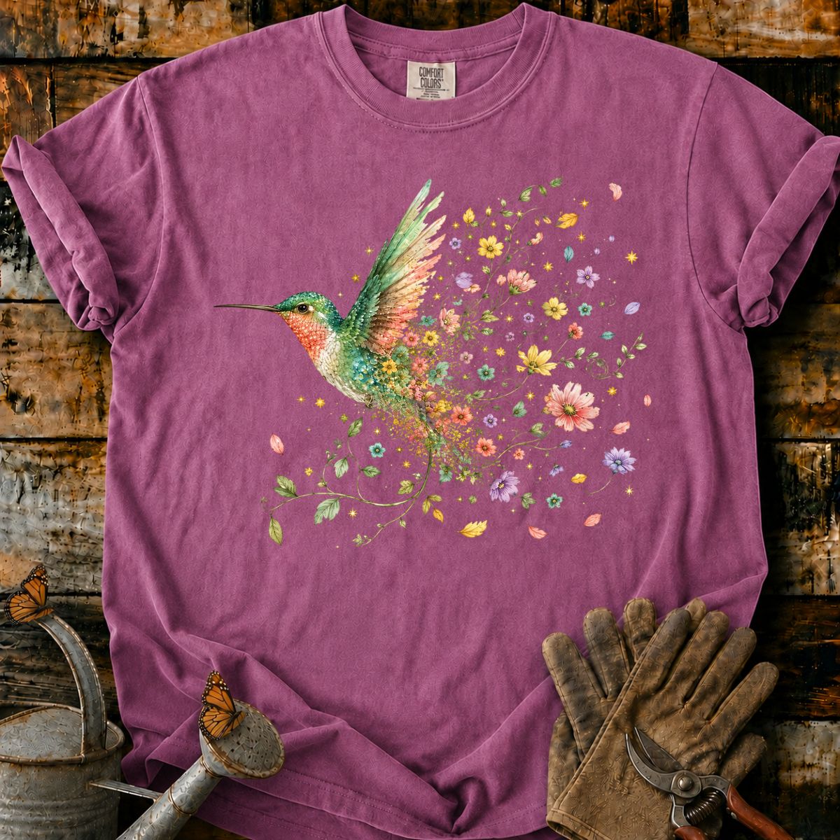 Hummingbird Floral Explosion T-Shirt