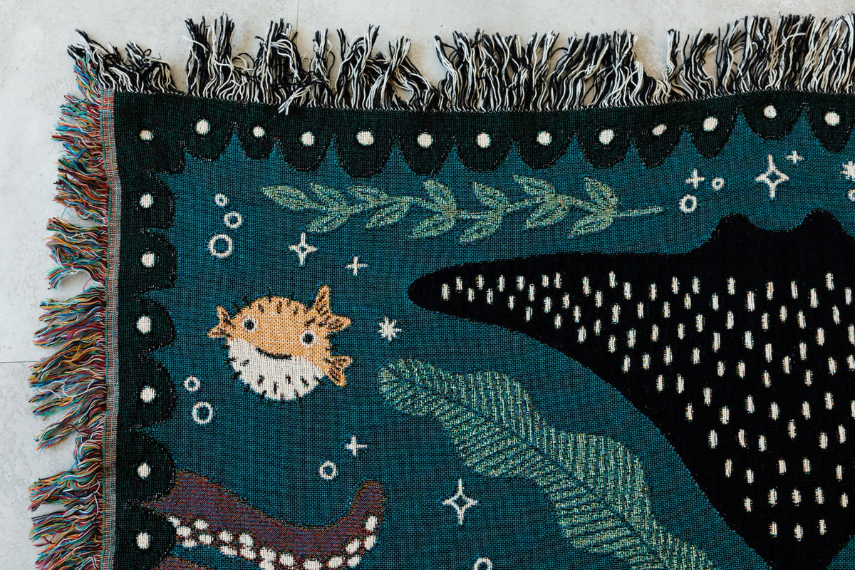 Ocean Mermaid Cotton Woven Blanket