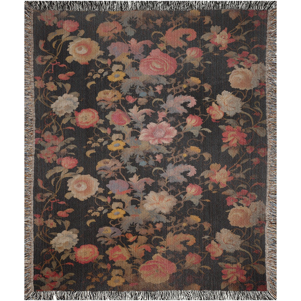 Vintage Floral Woven Blanket