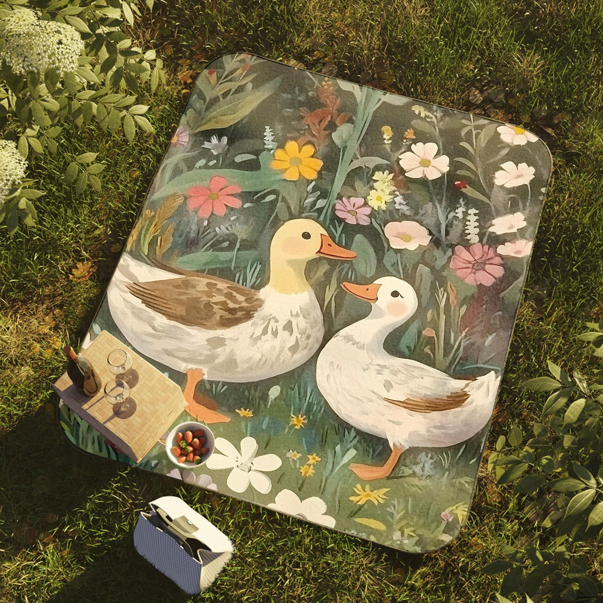 Duck Garden Woven Blanket