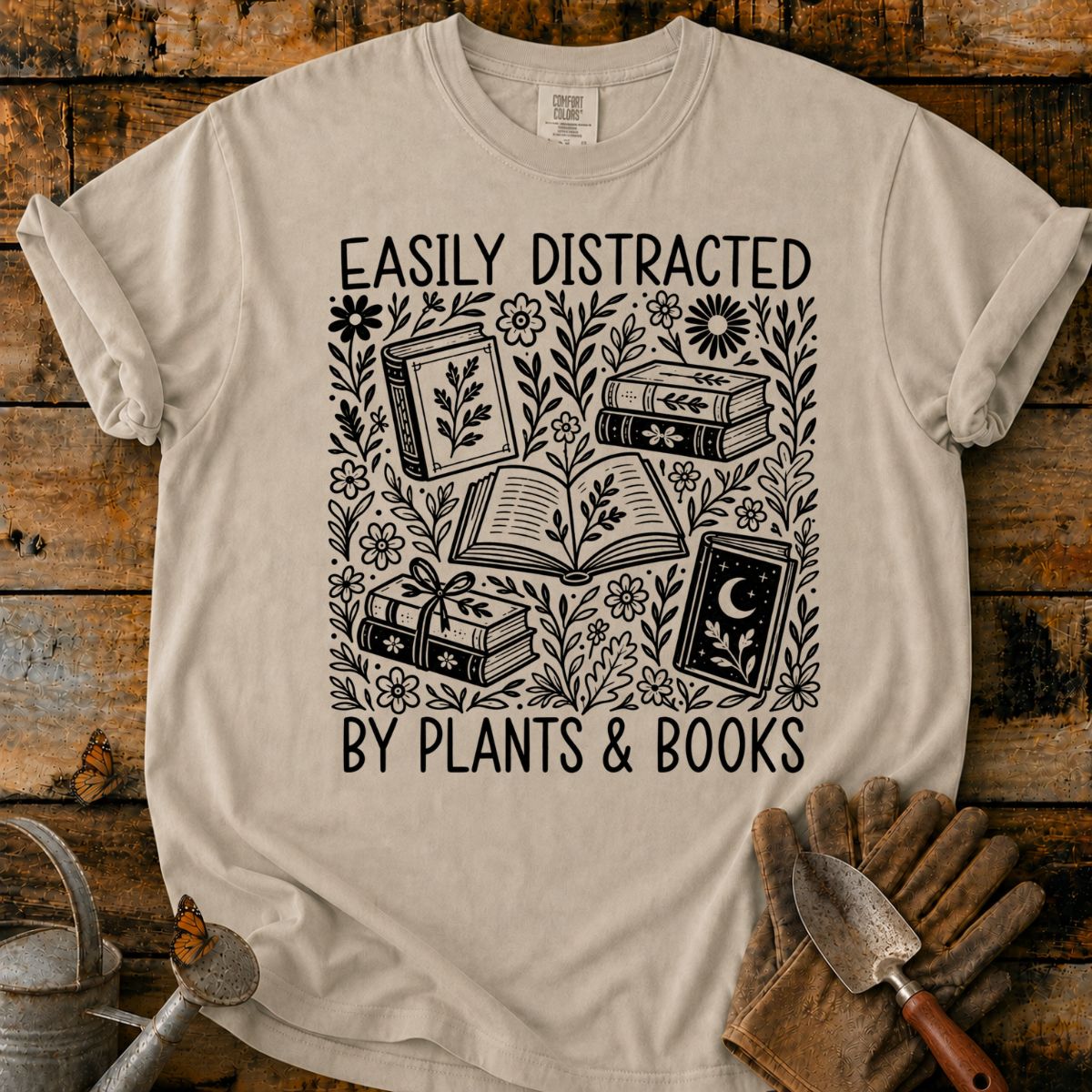 Easily Distracted by Plants & Books T-Shirt