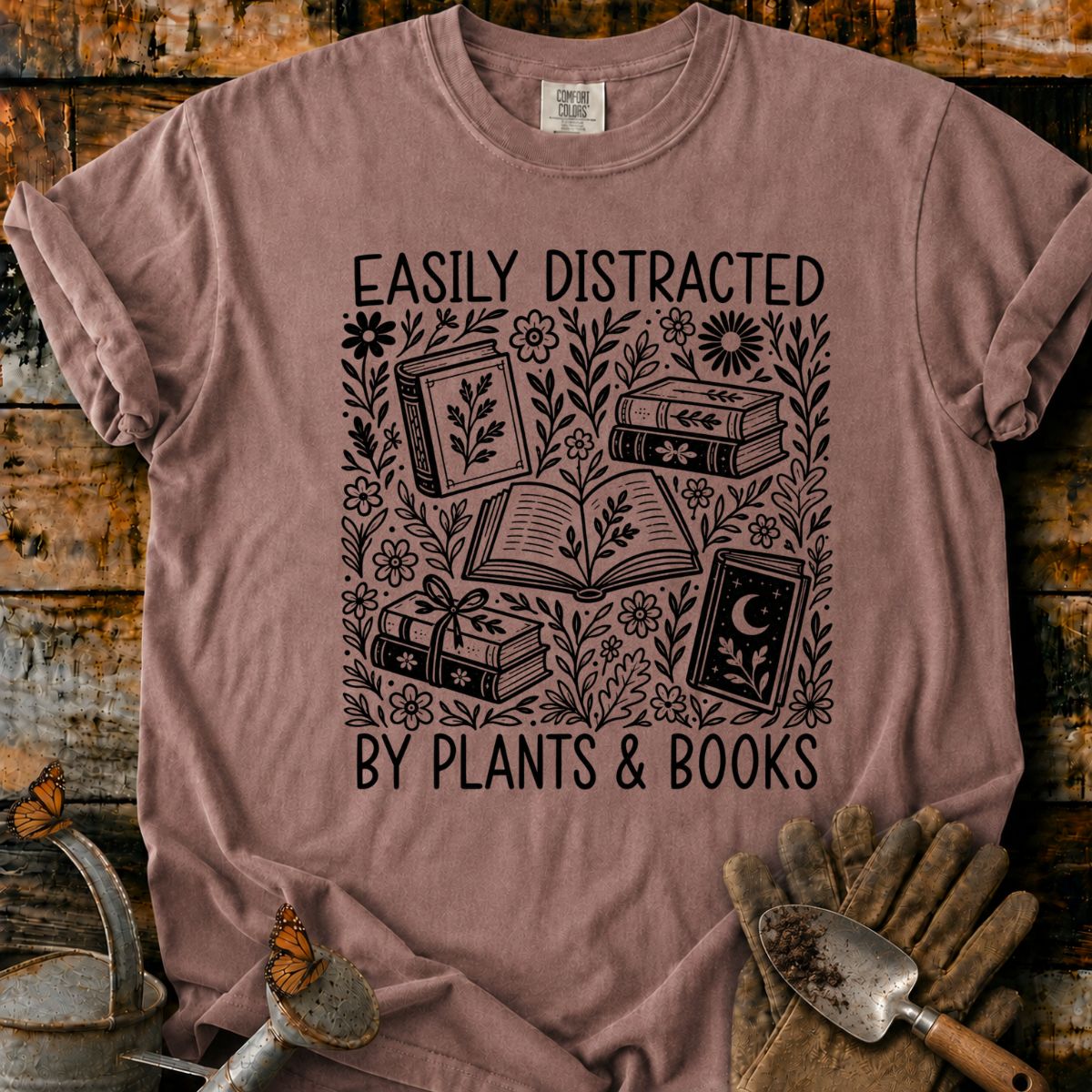 Easily Distracted by Plants & Books T-Shirt