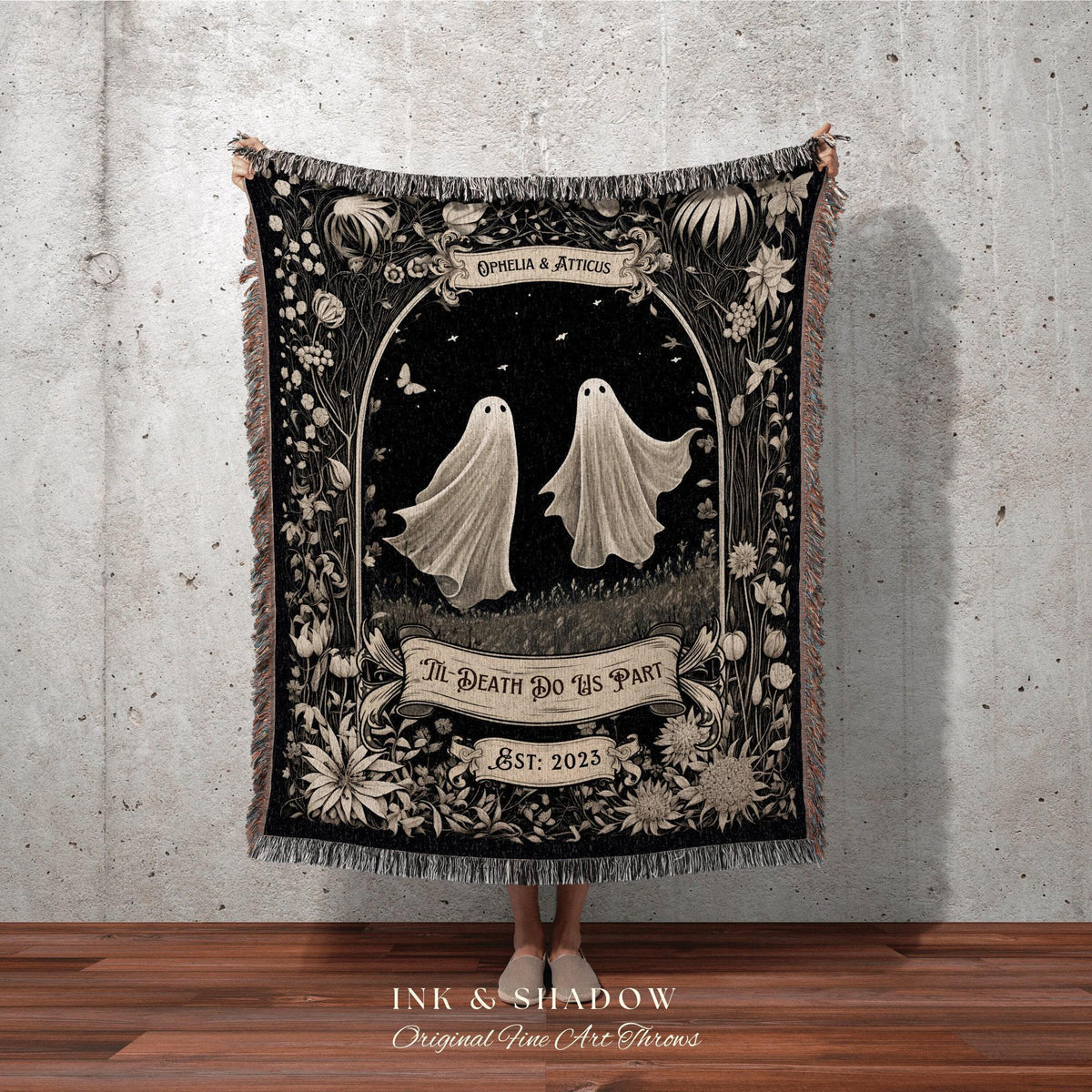 Personalized Ghost Couple Woven Blanket