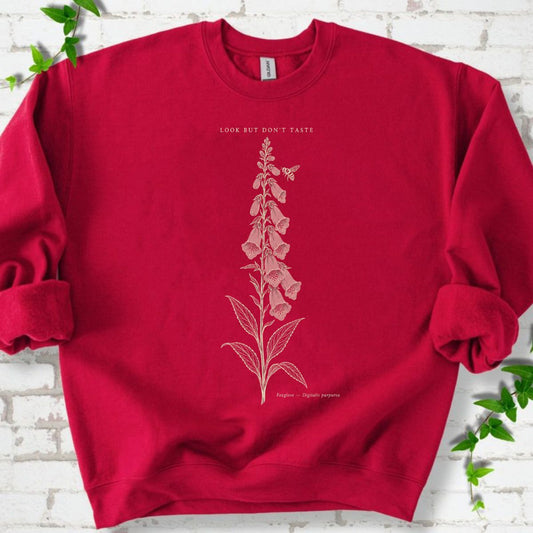 Pink Foxglove And Bee Botanical Quote Sweatshirt