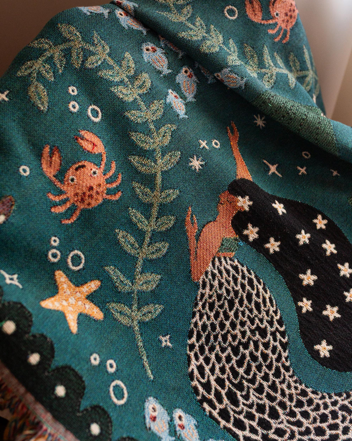 Ocean Mermaid Cotton Woven Blanket
