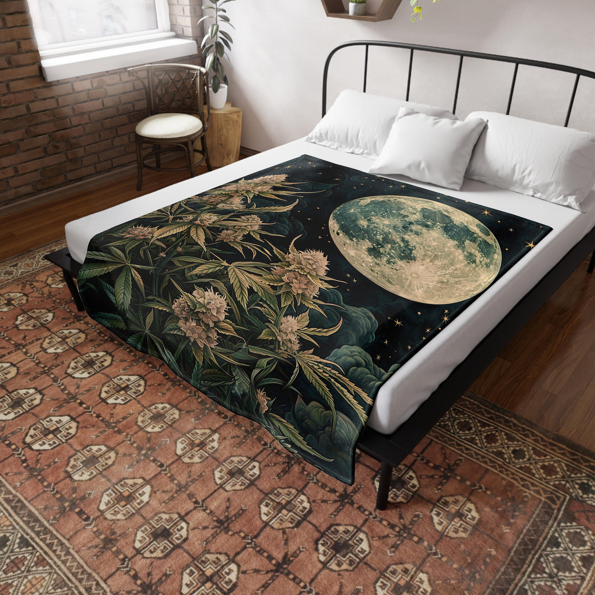 Cannabis Moon Woven Blanket