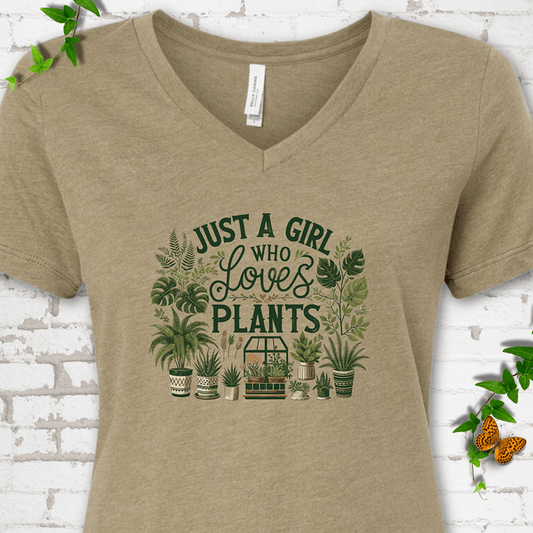 A Girl Who Loves Plants V-Neck Tee