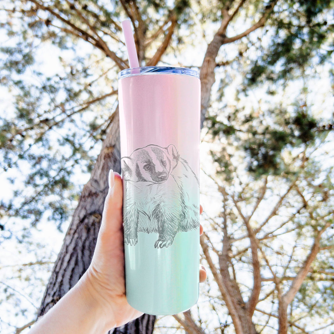 American Badger - Taxidea taxus - 20oz Skinny Tumbler