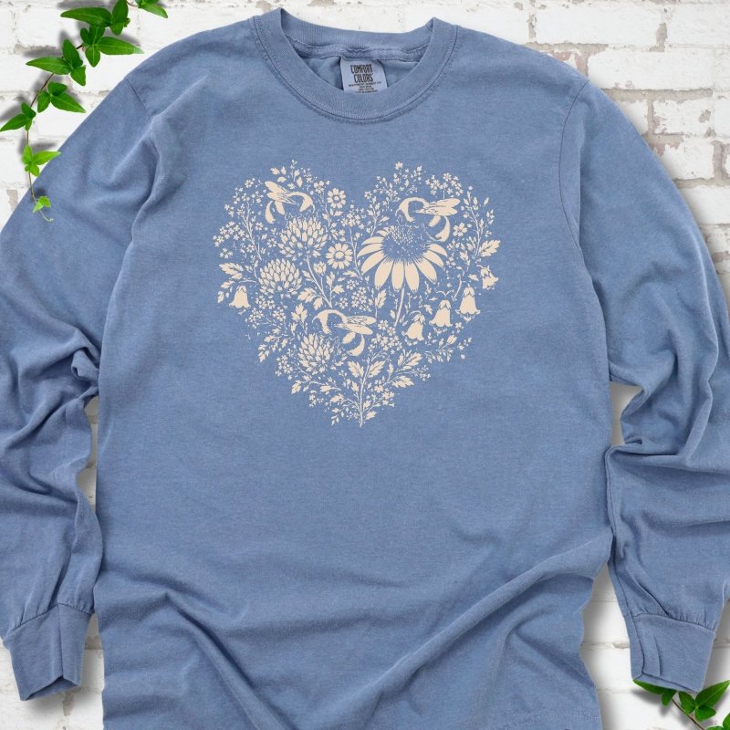 Bee Wildflower Heart LS T-Shirt