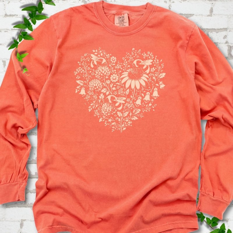 Bee Wildflower Heart LS T-Shirt