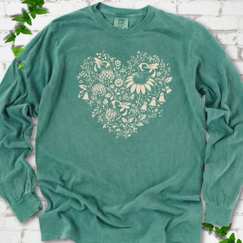 Bee Wildflower Heart LS T-Shirt